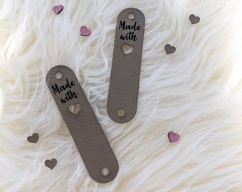 Made With Love / Chunky Rivet labels / Chicago Screw Tags / 10 pack / Labels for Handmade Items / Crochet / Knit / Beanies / Blankets / Hats