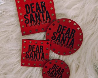 Christmas Patch for Handmade Items: Dear Santa I Really Tried - Faux Leather Tags - Crochet and Knit Labels - 20+ colors - multiple sizes