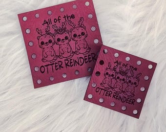 Christmas Patch for Handmade Items: All of the Otter Reindeer - Faux Leather - for Crochet and Knit - 20+ colors - multiple sizes