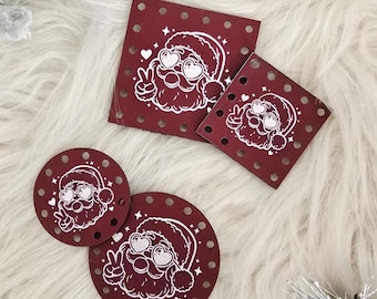 Christmas Patch for Handmade Items: Fun Santa - Faux Leather - for Crochet and Knit - 20+ colors - multiple sizes
