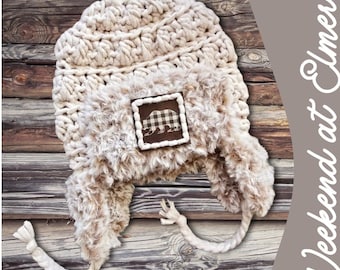 Weekend at Elmer's Easy Crochet Pattern ~ PDF Download ~ Super Bulky Fur Yarn ~ Aviator Crochet Beanie Hat ~ Advanced Beginner Pattern