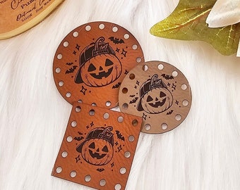 Pumpkin Boy Patches ~ Crochet, Knit, Sew On Tags for Handmade Items ~ Autumn Fall Halloween Labels ~ Multiple Sizes ~ 18 colors