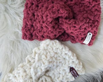 Handmade Crochet Ear Warmer Headband: Bulky Yarn - Teen-Adult Sized