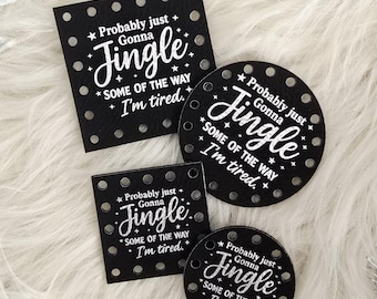 Christmas Patch for Handmade Items: Jingle Some of the Way - Faux Leather - for Crochet and Knit - 20+ colors - multiple sizes