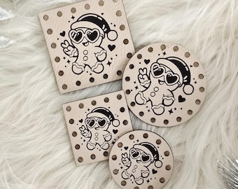 Christmas Patch for Handmade Items: Fun Gingerbread Man - Faux Leather - for Crochet and Knit - 20+ colors - multiple sizes