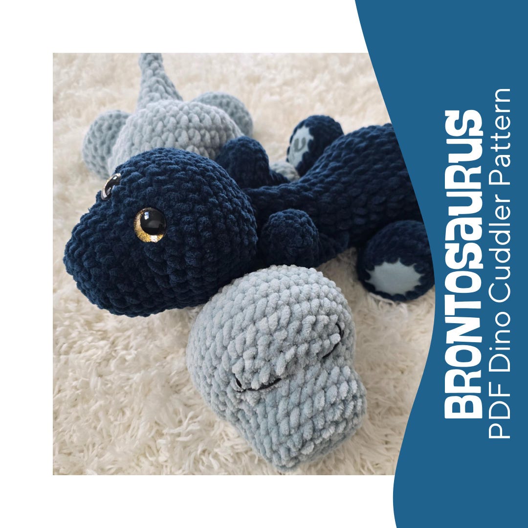 Crochet Brontosaurus Pattern: Low Sew Dino Lovey & Stuffie (PDF Pattern ...