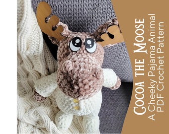 Cocoa the Moose Crochet Amigurumi Pattern***PDF Instant Download***Intermediate Crochet Pattern****Cheeky Pajama Animal Pattern