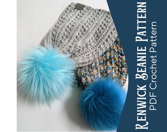 Renwick Beanie Pattern/***Instant PDF Download***/Crochet Beanie Pattern/Fall/Winter/Crochet Hat