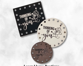 Thinking of You~Voodoo Doll~Halloween Patches~Faux Leather Tags~18 Color Choices~Labels for Crochet~Knit~Handmade