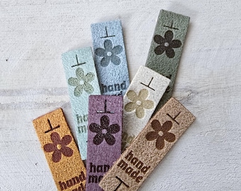 No Sew Microsuede Hand Made Flower Tags: Crochet Amigurumi Embellishments - 10 pack (random multi color set)