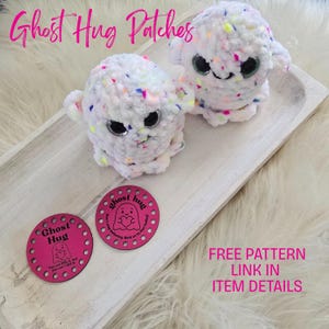 Ghost Hug Patches~ Adorable Faux Leather Patch for Your Ghost Hugs  ~ 2 Designs ~ 4 colors ~ Pack of 4 ~ Crochet Gifts for Spooky Season