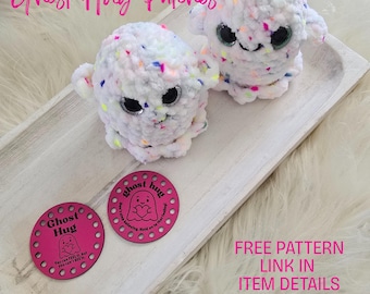 Ghost Hug Patches~ Adorable Faux Leather Patch for Your Ghost Hugs  ~ 2 Designs ~ 4 colors ~ Pack of 4 ~ Crochet Gifts for Spooky Season