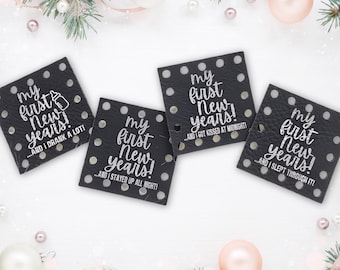 New Years Eve Patch: Newborn Baby Faux Leather Patches - Crochet - Knit - Handmade Items - Multiple Colors & Sizes