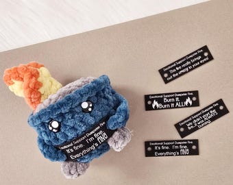 Dumpster Fire Faux Leather Patches for Crochet ~ Amigurumi Accessory Tags ~ Pack of 6 ~ 2 Colors ~ 2" x .5" ~ 2 sets options