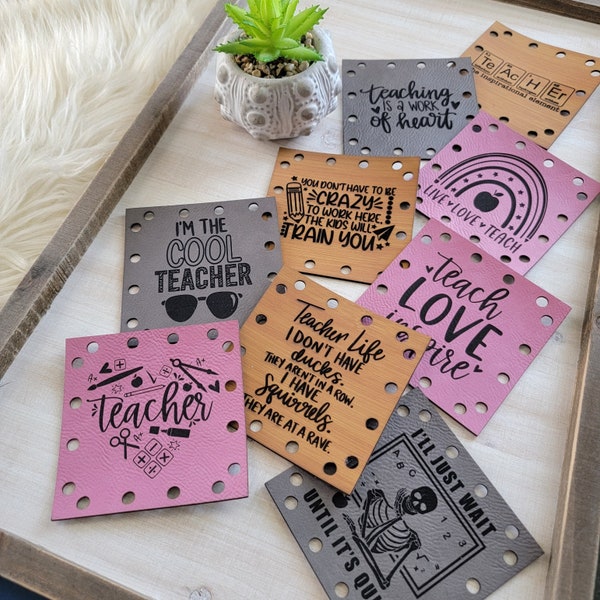 Teacher Appreciation/School Themed Granny Square Patches/Add On for Granny Square bags or blankets/3.5" square/Labels for Handmade Items