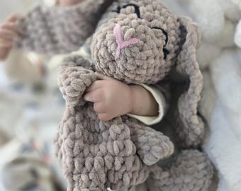 Crochet Bunny Snuggler ~ Bunny Lovey ~ Plush Security Toy ~ Handmade Newborn Gift ~ Baby Shower Gift