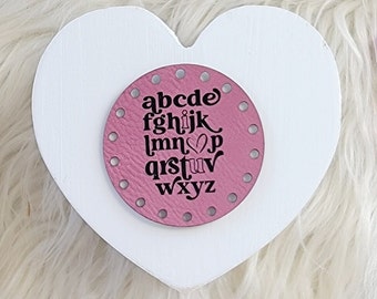 I Love You Alphabet Patch ~ Valentine Tag ~ Galentine Labels ~ 18 color choices ~ 3 sizes ~ Vegan Faux Leather ~ Handmade ~ Crochet ~ Knit