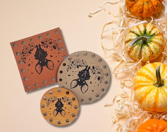 Boho Bat~Floral Hanging Bat~Halloween Patches~Faux Leather Tags~18 Color Choices~Labels for Crochet~Knit~Handmade