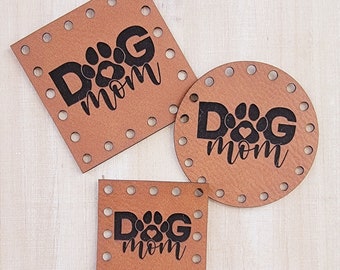 Dog Mom Patches~Animal Rescue Tags~Dog Lover~3 sizes~18colors~Crochet~Knit~Accessory Label
