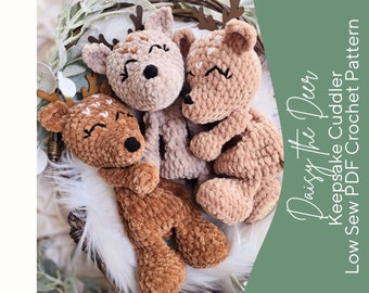 Daisy the Deer ~ Keepsake Cuddler pattern ~ Woodland Lovey Crochet Collection ~ Low Sew Lovey ~ Crochet Deer Doe Fawn ~ Baby Shower Gifts