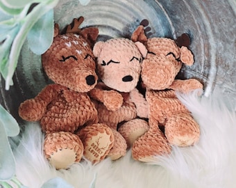 Woodland Lovey Crochet Pattern Bundle: Bear, Deer, Moose (PDF Pattern)