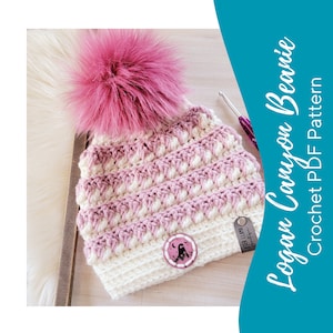 Logan Canyon Crochet Beanie Pattern ~ PDF Instant Download ~ Intermediate Level ~ Picture and Video Tutorials ~ 4 sizes ~ REVERSIBLE Design