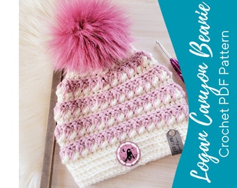 Logan Canyon Crochet Beanie Pattern ~ PDF Instant Download ~ Intermediate Level ~ Picture and Video Tutorials ~ 4 sizes ~ REVERSIBLE Design