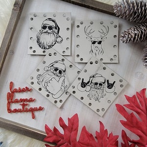Cool Santa Crew Granny Square Patches/Crochet add on for Granny Square bags or blankets/approx. 3.5&quot; square/Labels for Handmade Items