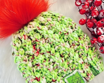 Handmade Knit Winter Beanie: Salt Water Taffy Beanie - Teen to Adult Size