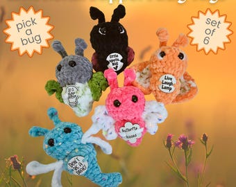 Emotional Support Crochet Bug Patches | Light & Bloom Collection | 5 bugs options | Set of 6