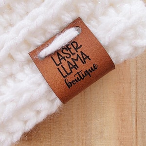 Basic Llama 1" x 2" Tags/18 colors/Customizable Labels for Handmade Items/Bi-fold Laser Engraved Faux Leather/Hats, Crochet, Knit, Sew