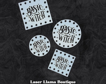 Basic Witch ~ Witchy Halloween Patches ~ Faux Leather Tags ~ Handmade Labels for Crochet and Knit and Sew