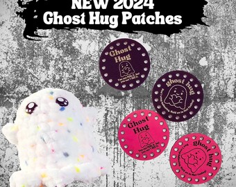Ghost Hug Patches~ Adorable Faux Leather Patch for Your Ghost Hugs  ~ 2 Designs ~ 4 colors ~ Pack of 4 ~ Crochet Gifts for Spooky Season
