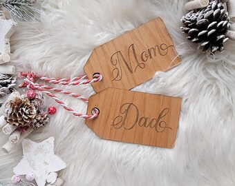 Stocking Name Tags~Lightweight Alderwood Stocking Tags~Holiday Gift Tag