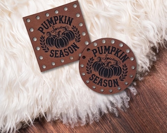 Pumpkin Spice Season ~ Crochet Patches ~Knitting Tags ~ Halloween Fall Autumn Patches ~ Multiple Sizes ~ 20+ colors ~ Fall Beanie Cozy Tags
