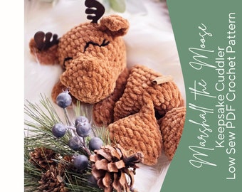 Marshall the Moose ~ Keepsake Cuddler pattern ~ Woodland Lovey Crochet Collection ~ Low Sew Lovey ~ Crochet Moose ~ Baby Shower Gifts