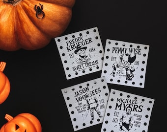 Boys of Autumn ~ Crochet Patches ~Knitting Tags ~ Halloween Fall Autumn Patches ~ 4 pack ~ 20+ colors ~ Spooky Beanie Tags