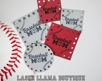 Baseball Mom ~ Faux Leather Tags ~ 3 sizes ~ 18 colors ~ Patches for Hats - Craft Your Team Spirit! ~ Crochet ~ Knit ~ Hat Label