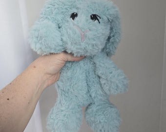 Crochet Bunny Snuggler – Plush Security Toy, Soft Faux Fur Yarn, Newborn Comfort Buddy