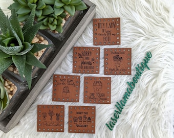 Plant Patches/Funny Plant Tags for Handmade items/ Labels for Crochet and Knit Succulents and Plants/ 2"x2"/ Cute Cactus Sayings