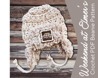Weekend at Elmer's Easy Crochet Pattern ~ PDF Download ~ Super Bulky Fur Yarn ~ Aviator Crochet Beanie Hat ~ Advanced Beginner Pattern