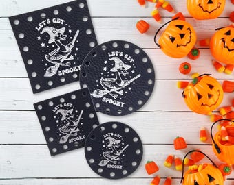 Let's Get Spooky Goose ~ Crochet Patches ~Knitting Tags ~ Halloween Fall Autumn Patches ~ Multiple Sizes ~ 20+ colors ~ Spooky Beanie Tags