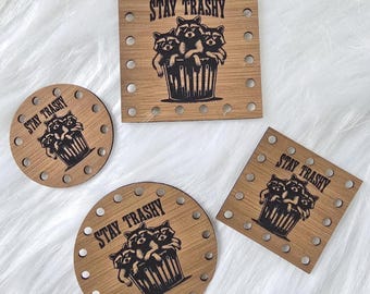 Stay Trashy Faux Leather Patches: Crochet and Knit Sew On Tag Accessory