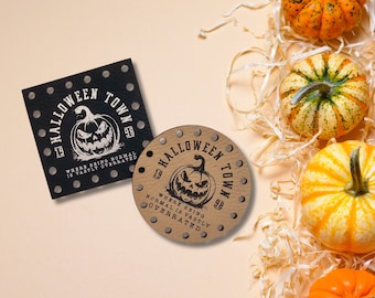 Halloween Town~Halloween Patches~Faux Leather Tags~18 Color Choices~Labels for Crochet~Knit~Handmade