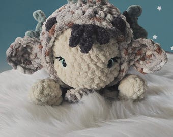 Stuffed Dragon Plush Doll Handmade Crochet Toddler Snuggler Soft Chunky Yarn Birthday Gift