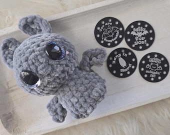 Batty for Bella Crochet Tags ~ Faux Leather Bat Patch for Amigurumi ~ Halloween Crochet Market Must-Have ~ Spooky Season Craft Tags ~ 4 pack