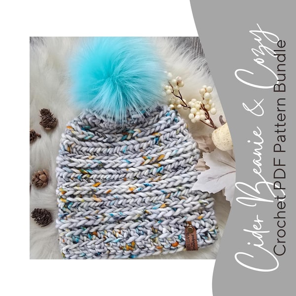 Cider Beanie Crochet Pattern: Bulky & Super Bulky Yarn, 3 Sizes (PDF Download)