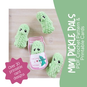 Mini Pickle Pal y tarjetas de presentación imprimibles, Tarjetas Pickle imprimibles, 20 diseños de tarjetas, Patrón de ganchillo para principiantes
