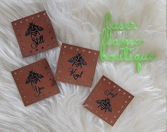 Vintage Bee Eco Friendly Faux Leather Patches/Tags for Handmade Crafts/2 Label Sizes/Crochet/Knit/Knitting Machine/Sew/Bumblebee/Spring