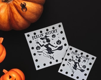 Feeling Witchy ~ Crochet Patches ~Knitting Tags ~ Halloween Fall Autumn Patches ~ Multiple Sizes ~ 20+ colors ~ Spooky Beanie Tags